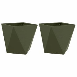 Helloshop26 - Lot de 2 jardinières modernes pour extérieur 50 x 50 x 50 cm design chic en acier vert olive 02_0053083 02_0053083 - vert acier 300023