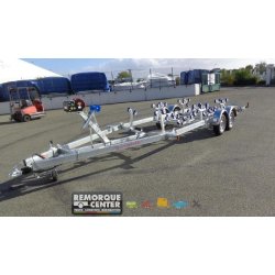Remorque porte bateau immergeable Sun Way - D2428 - PTAC 3500Kg - Kit Multi rouleaux - 2 essieux - Référence D2428