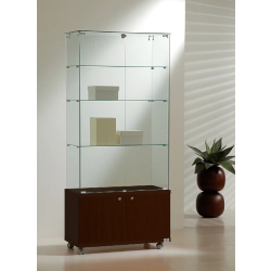 Vitrine standard avec meuble de rangement 8/18MVA - verre trempé - wengé - 80x40x180 cm