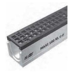 Caniveau E 600 - grille et longeron en fonte 30/28 - 48kg - 1000mm de longueur