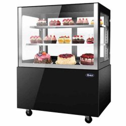 Vitrine droite acier laqué noir portes coulissantes arrières de lar... - WDG126FB