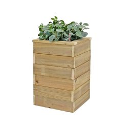 HORTALIA Jardinière en bois avec réserve d’eau Nidum Basic 40 x 40 x 60 cm – Intérieur et extérieur - marron Bois massif N446