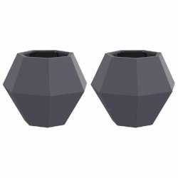 Helloshop26 - Lot de 2 jardinières rectangulaires élégantes pour extérieur 50 x 50 x 40 cm en acier anthracite - acier 3000237770858