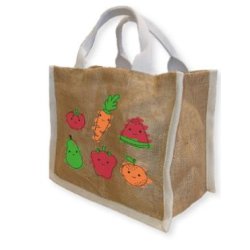 Sac réutilisable en fibre de jute naturel - sans lamination - avec poignées en coton biologique
