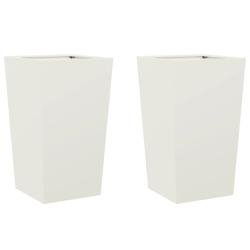 Helloshop26 - Jardinière bac lit surélevé plantes fleurs jardin terrasses lot de 2 45 x 45 x 75 cm acier blanc 02_0038979 - blanc acier 3000217981830