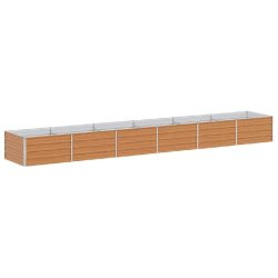 Helloshop26 - Jardinière surélevée à drainage intégré extérieure 480 x 80 x 45 cm en acier galvanisé marron clair - marron métal 3000240906992