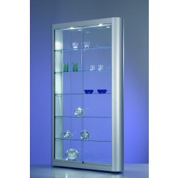 Vitrine design l 1186 p 250 h 2000 mm avec eclairage led et 5 etageres reglables