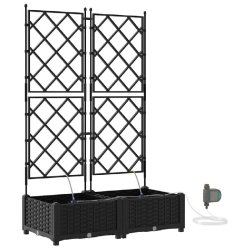 Helloshop26 - Lot de 2 cache-pots de jardin 80 x 40 x 126 cm moderne durable finition épurée en acier noir - noir acier 3000240652400