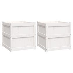 Helloshop26 - Jardinière bac lit surélevé plantes fleurs jardin terrasses lot de 2 bois de pin massif blanc 02_0039037 - blanc Bois massif 30002179