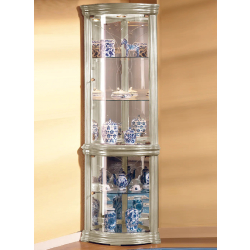 Vitrine d'angle en bois dv75va - laqué crème cérusé