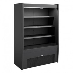 Vitrine réfrigérée murale noire avec 3 étagères et groupe logé - 1280x660x1900 - VM1280N