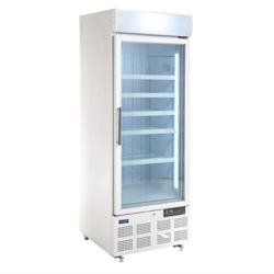 Vitrine réfrigérée négative une porte avec bandeau lumineux Série G 412L | Polar - GH506 - blanc acier GH506