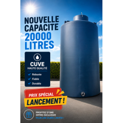 Cuve de stockage eau 20m3 - BASIC - Protection UV15, PEHD opaque, garantie 5 ans