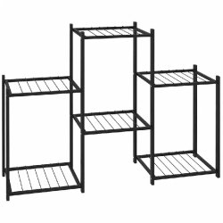 Helloshop26 - Jardinière support à fleurs pratique 83 x 25 x 60 cm en fer noir 02_0047091 - noir 3000234590190