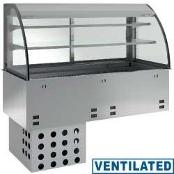 Élément cuve et vitrine réfrigérée ventilée - 2 niveaux ouverts avec rideau - 2x GN 1/1 - DPA/RVA218