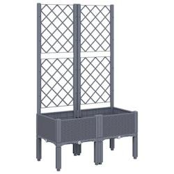 Helloshop26 - Jardinière bac lit surélevé plantes fleurs terrasse jardin avec treillis 80 x 40 x 142 cm PP gris 02_0038310 - gris 3000214166643