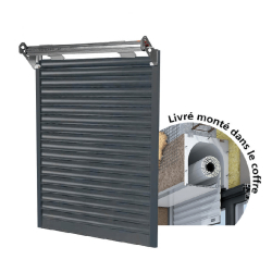 Volet Roulant Aluminium dans Coffre Linteau Tunnel Électrique Moteur DELTA DORE (Télécommande ou Interrupteur) Sur Mesure Référence: vrt alu Delta D + Coffre Tunnel