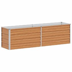 Helloshop26 - Jardinière surélevée métallique industrielle style chic jardin terrasse 160 x 40 x 45 cm en acier galvanisé marron 02_0059014 - mar