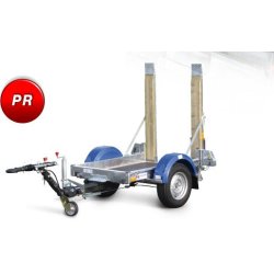 Remorque porte rouleaux - Transport de compacteurs et engins divers - Simple essieu avec rampes bois et timon réglable