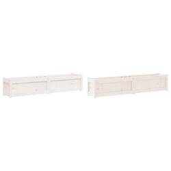 Helloshop26 - Jardinière bac lit surélevé plantes fleurs jardin terrasses lot de 2 bois de pin massif blanc 02_0039041 02_0039041 - blanc Bois mass