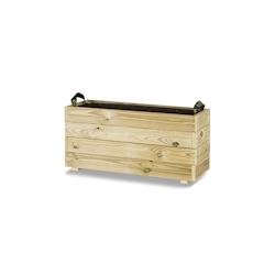 HORTALIA Jardinière rectangulaire Ghio 80x30x40 en bois traité pour extérieur - marron Bois massif 700206