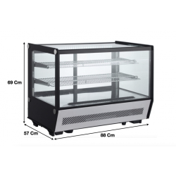 Vitrine réfrigérée panoramique en inox - vitrage rectangulaire - 160L - Refroidissement ventilé - Référence RTW160B5