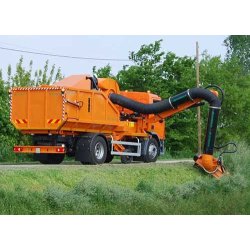 Cyclone AC Broyeur d'accotement aspirante - Hymach - 6/10 m - Débroussailleuse à bras oléohydraulique avec tête de broyage et dispositif d'aspiration