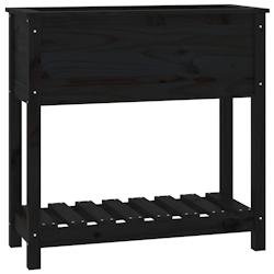 Helloshop26 - Jardinière bac lit surélevé plantes fleurs terrasse jardin avec étagère 82,5 x 34,5 x 81 cm bois massif de pin noir 02_0038401 - no