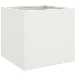 Helloshop26 - Jardinière bac lit surélevé plantes fleurs terrasse jardin 42 x 40 x 39 cm acier blanc 02_0037601 - blanc acier 3000214264844