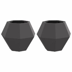 Helloshop26 - Lot de 2 jardinières rectangulaires pour extérieur 50 x 50 x 40 cm en acier noir 02_0053119 02_0053119 - noir acier 3000237769975