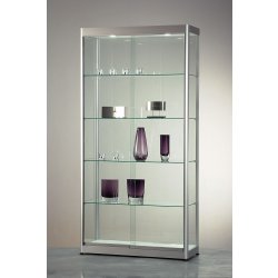 Vitrine haute argent l 100 cm avec structure aluminium et éclairage led