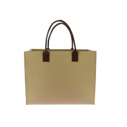 Sac feutrine beige 2 anses textile marron 42x20x33 cm - par 30