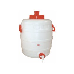 Tonnelet en plastique 30 litres - PE finition industrielle - Robinet DN 8 - Couvercle vissant Ø 125 mm