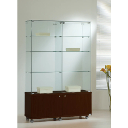 Vitrine hauteur 180 cm avec rangement 12/18MVA - verre trempé et bois finition wengé