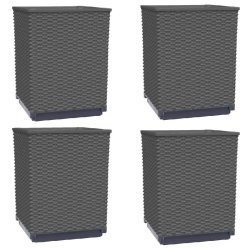 Helloshop26 - Lot de 4 jardinières décoratives jardin balcon 30 x 30 x 37 cm en polypropylène noir 02_0047406 - noir 3000234760562