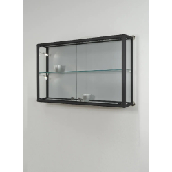 Vitrine murale horizontale BP95VA - aluminium laqué noir - dimensions 98 x 19 x 51 cm - avec serrure et tablette réglable