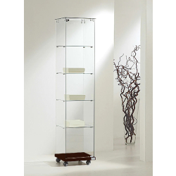 Vitrine d'exposition 4/18EVA - colonne en verre noir avec 3 tablettes amovibles et serrure