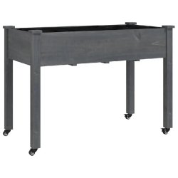 Helloshop26 - Jardinière sur roues pratique pour balcon jardin 118 x 59 x 80 cm en bois sapin gris 02_0055338 - gris Bois massif 3000238945125