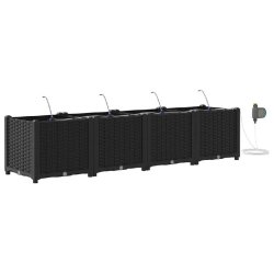 Helloshop26 - Lot de 4 cache-pots modernes pour jardin 160 x 40 x 37,5 cm en acier noir 02_0058545 - noir acier 3000240650956