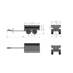 Remorque double essieu 4 roues 1000kg benne galvanisée basculante 1770x1070x580 mm Torros AHR1050B