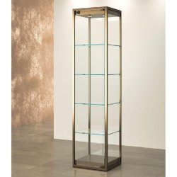 Vitrine T-Métal colonne 45x45xH190cm 2 spots LED - bronze