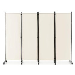 Helloshop26 - Paravent à roulettes lot de 1 225 x 30 x 173 cm facile à déplacer design moderne en métal blanc - blanc métal 3000233498244