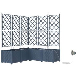 Helloshop26 - Lot de 2 cache-pots de jardin avec irrigation moderne 120 x 120 x 142 cm en acier gris 02_0058566 - gris acier 3000240659362