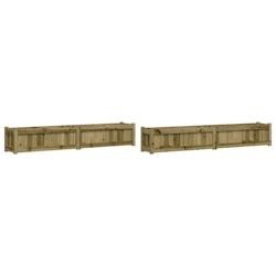 Helloshop26 - Jardinière bac lit surélevé plantes fleurs jardin terrasses lot de 2 bois de pin imprégné marron 02_0039028 02_0039028 - marron Boi