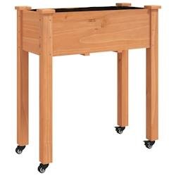 Helloshop26 - Jardinière bac lit surélevé plantes fleurs terrasse jardin sur roues avec doublure brun 71 x 37 x 80 cm bois sapin 02_0038730 - Bois