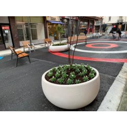 Jardinière en béton Russes - Russes J-71 et J-130 - Blanc / Gris / Ocre - Finition petra 1