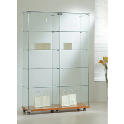 Vitrine large en verre 12/18VA - cerisier - 8 tablettes amovibles - double porte battante avec serrure