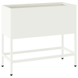 Helloshop26 - Bac de jardin surélevé moderne 60 x 26 x 45 cm design contemporain ambiance fraîche en acier blanc - blanc métal 3000237246285