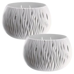 WellHome - Lot de 2 pots 2,3 L Bowl Sandy Ø23,8 cm chacun, coloris blanc - blanc plastique PK4185