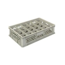 Bac de transport euronormé Rolléco pour 24 verres - cloisonnement amovible - 562 x 362 x 157